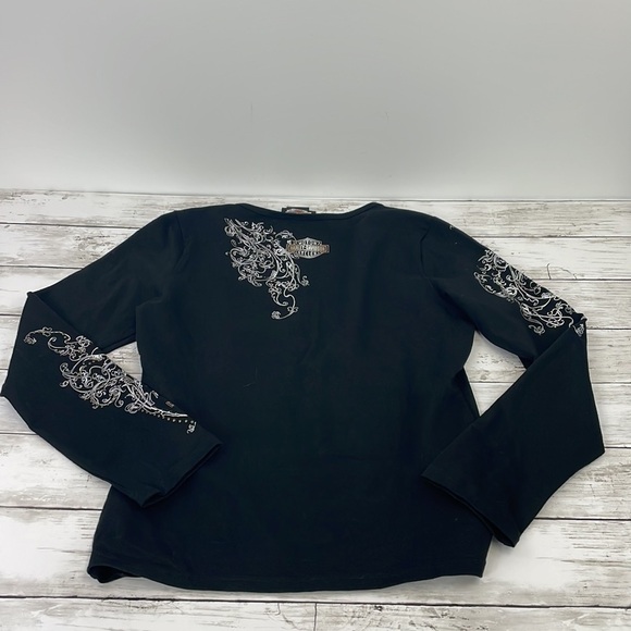 HARLEY DAVIDSON SZ M BLACK LONG SLEEVE SHIRT - Picture 6 of 6